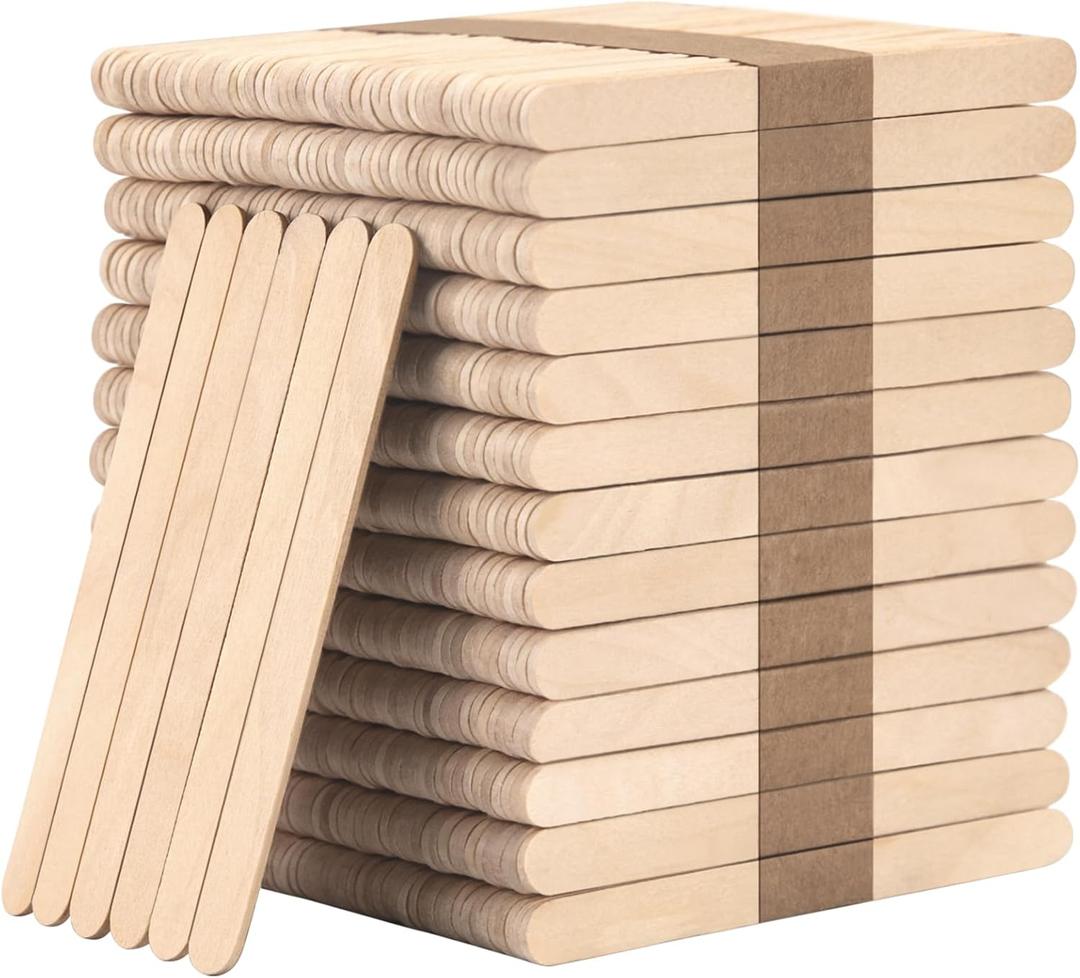 WISYOK 1000 Pcs Wooden Popsicle Sticks for Crafts, 4.5 Inch Wooden Craft Sticks, Wide Lollipop Sticks, Treat Sticks Ice Pop Sticks for Home Art Projects