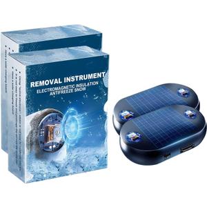 2pcs Anti-Freeze Electromagnetic Car Snow Removal Device, 2026 New Portable Solar Electromagnetic Molecular Interference Freeze and Snow Remover Instrument for Ice and Snow Scraping