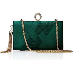 BABEYOND Clutch Purses for Women - Evening Bag Tassel Pendant Clutch for Bride Party Prom Wedding (Green), 
Size: 7.5” * 4.5” * 1.8”. Length of the chain: 44.9".