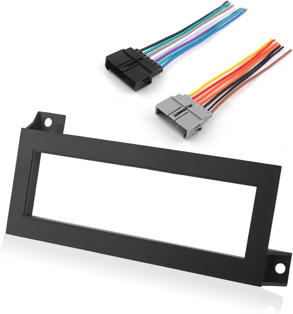 3PCS Single Din Dash Kit with Radio Wiring Harness,Durable Car Stereo Installation Kit Compatible with Chrysler Dodge Jeep,Professional Car Audio & Video Installation Products