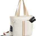 G4Free Pickleball Bag, Pickleball Tote Bag for Women Men, External Ball Bag with Shoe Compartment & Paddle Cover Pocket (Beige&yellow)