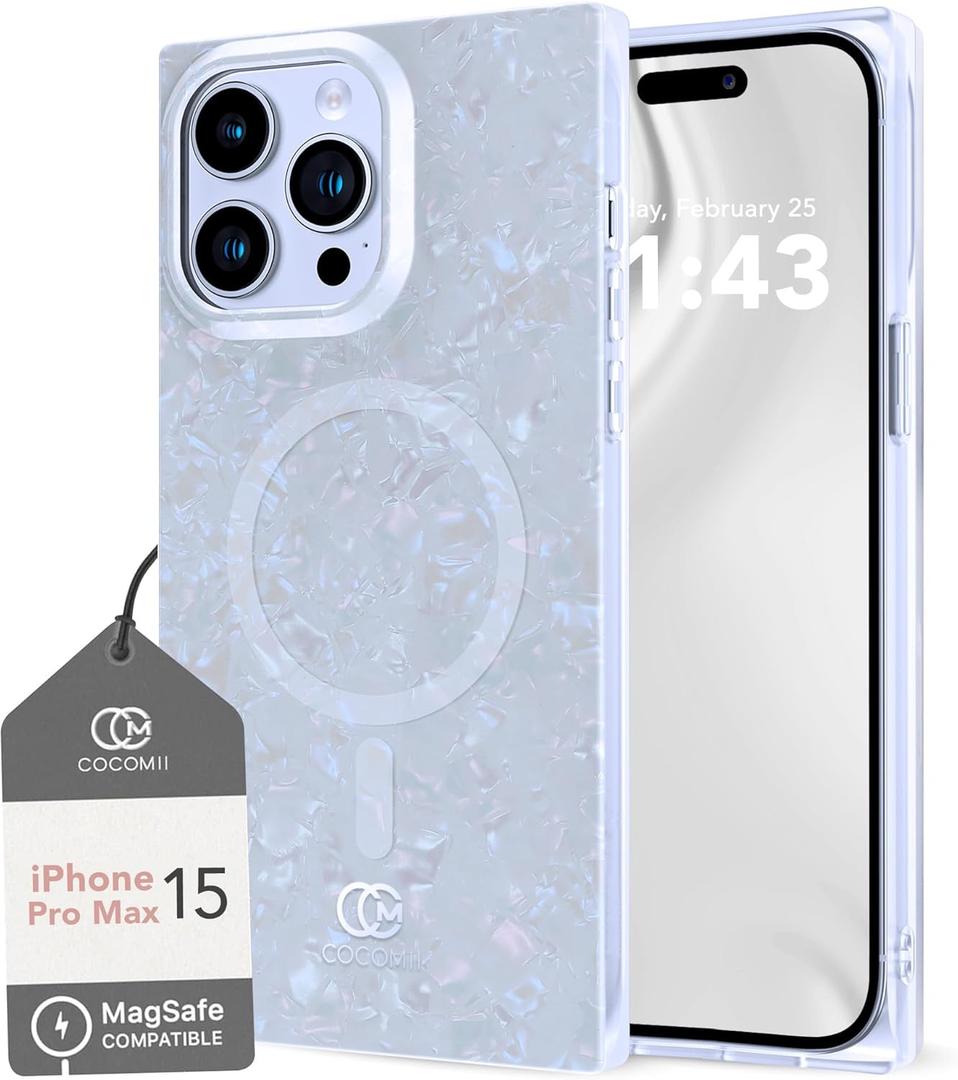 Cocomii Rectangle Case Compatible with iPhone 15 Pro Max Opalescent Pearl Magnetic Phone Case | Compatible with MagSafe, Glitter Sparkle, Glossy, for iPhone 15 Pro Max, 6.7 inch, Iridescent