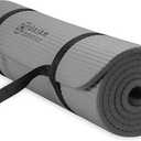 Gaiam Essentials 2/5" Thick (10mm) Yoga & Pilates, Fitness & Exercise Mat with Easy-Cinch Carrier Strap Cusion Support For Fitness and Gym Workouts