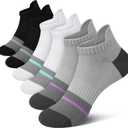 Gonii Women's Ultra-Thin Lightweight No-Show Ankle Socks - Seamless Toe Design, Non-Slip Arch Band (6 Pairs) for Running (2 Black+2 White+2 Grey)