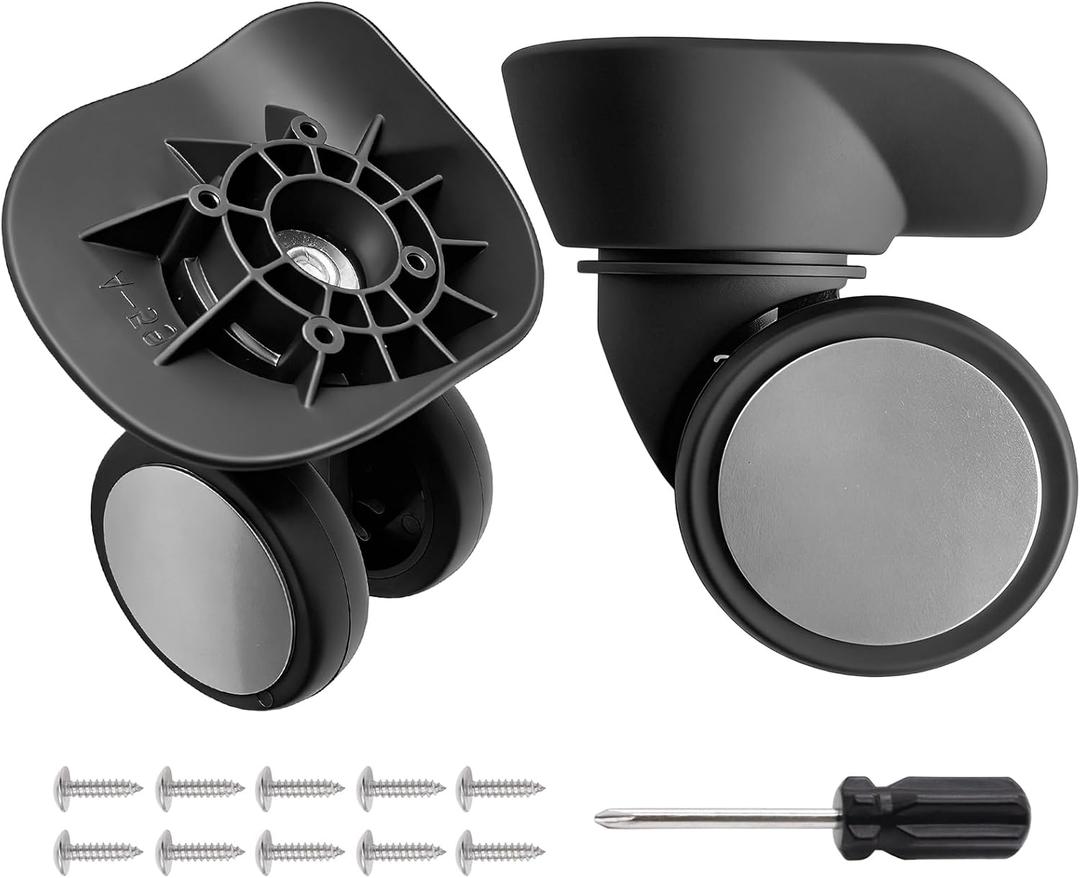 Luggage Wheels Replacement 2 Pack Heavy-Duty Suitcase Wheels with 4 Screw Holes,360 Smooth Rolling Spinner Casters for Luggage Repair(FW051)