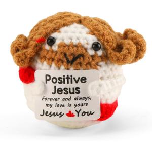 Positive Crochet Dolls Cute Jesus Decor Gift for Women Graduation Gift Handmade Emotional Inspirational Decoration