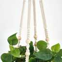 Mkono Fake Hanging Plant with Pot, Artificial Plants for Home Decor Indoor Macrame Plant Hanger with Fake Vines Greenery for Bedroom Bathroom Kitchen Office Decor, Ivory (Pothos)