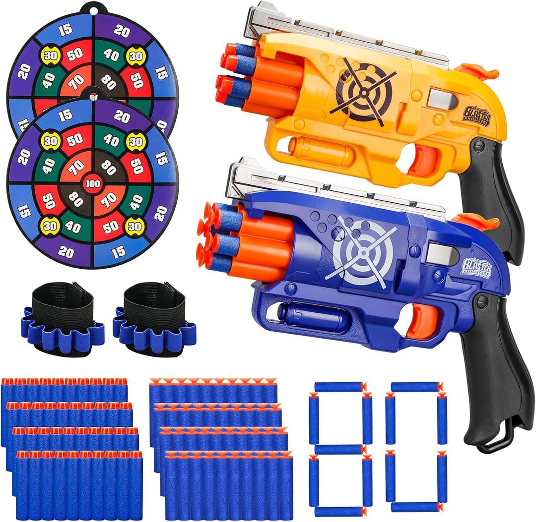 2 Pack Blaster Guns Boys Toy for 3+ Year Old Kids, Gifts for Ages 8-12, Large