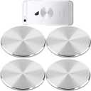 SALEX Phone Metal Plates 4 Pack for Magnetic Car Mount. Kit of 4 Clear Silver Round 3M Adhesive Discs Without Holes for Case Back. Strong Circular Cell Phone Magnet Holder Replacement Stickers Set