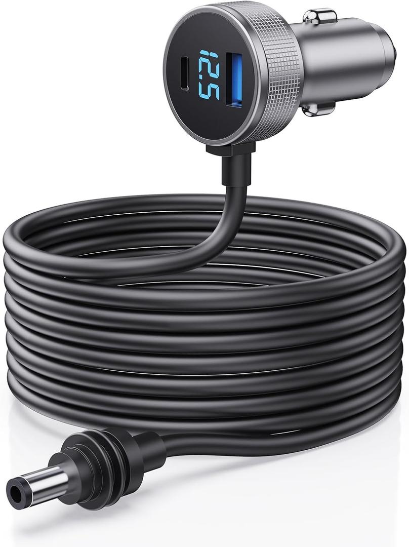 Starlink Mini Cable, 3 in 1 Starlink Mini Car Charger DC Power Cable+ Cigarette Lighter Adapter 12V-48V with Digital Display, Durable USB C PD 40W and USB A 35W Ports for Trucks and Cars (13.1FT)
