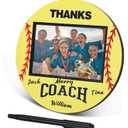RattanView Sport Ball Picture Frame 4 x 6 Signable Thanks Coach Picture Frame with Pen Coaches Appreciation Photo Tabletop for Home Table Decorations Coach Team Birthday Gifts(Yellow,Softball,Round)