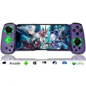 arVin Wireless Gamepad for iPhone, Android with Phone CASE Support/Green Light/Hall Effect Joystick/Turbo, Cell Phone Controller for iPhone 15/14/13/Samsung Galaxy 23/22/21/Call of Duty/Genshin/Diablo