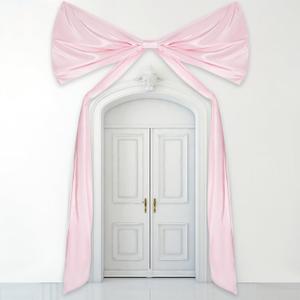 Large Bow Themed Party Decorations 95.7 x 68.9 Inch Giant Bow Decor Satin Ribbon Wedding Birthday Decor for Arch Wall Coquette Baby Shower Bachelorette Bridal Supplies(Pink)