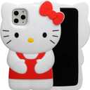Cartoon Case for iPhone 16 Pro 6.3" 2024, Fashion Cute 3D Cute Kitty Kawaii Soft Silicone Animal tective Gel Shockof Gel Back Cover for Kids Women Girls Boys (Red)