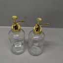 Coffee Bar Accessories - Glass Coffee Syrup Dispenser with 84 Syrup Labels (Set of 2), Fancy Pump Dispenser, 16.9 oz, Gold