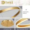 Gold LED Chandelier 23.6" Ring Chandelier for Dining Room Living Room 40W Remote Control Dimmable 1-Ring Ceiling Pendant Lighting Fixtures Office
