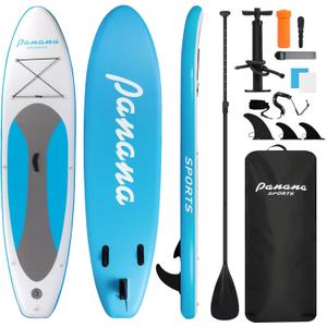 Panana Inflatable Stand Up Paddle Board  10' x 30" x 6" iSUP Non-Slip Deck Paddleboard for Adults Beginners Youth, with Paddle Pump Fins Leash Backpack