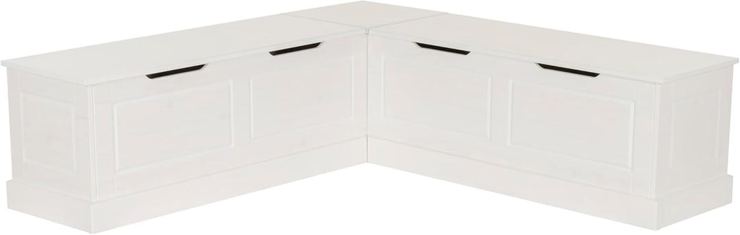 Linon Harris White Solid Pine Backless Nook with Interior Storage