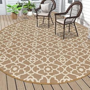 HEBE Outdoor Rug Waterproof 8ft, Plastic Straw Rug Camping Rug, Reversible Outdoor Patio Rugs RV Mat Clearance, Indoor Outside Floor Carpet for Porch,Deck,Camper,Balcony,Backyard