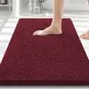 Smiry Luxury Chenille Bathroom Rugs 30x20, Extra Soft and Absorbent Shaggy Bath Mat, Machine Washable, Non-Slip Plush Carpet Runner for Tub, Shower, and Floor, Home Decor Accessories, Burgundy