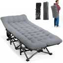ATORPOK Camping Cot for Adults with Cushion Comfortable, Portable Folding Bed for Sleeping Supports 450 lbs (Gray)