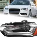 LH HID/Xenon Type Headlight Assembly Fit for 2013 2014 2015 2016 Audi A4 Quattro Allroad S4 Non-AFS Projector Chrome Headlamp Left Driver Side AU2502181 8K0941043E