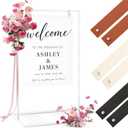 ARTASY Welcome Sign Stand with 6 Leather Straps  Sturdy Wedding Sign Stand & White Metal Easel Stand for Signs  Ideal for Seating Charts & Event Dcor