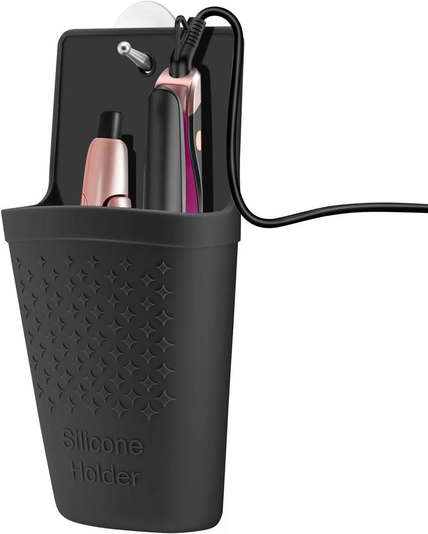 Heat Resistant Silicone Hair Iron Mat and Pouch,Portable Travel Hair Straightener Mat and Holder for Hair Styling Tools.1 Pack.(Black)