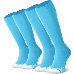 FITRELL 2/3 Pack Baseball Soccer Softball Socks for Kids Youth Men & Women Over-the-Calf Knee High Socks (Multiple Colors) (Small)
