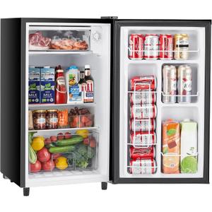 Sweetcrispy 3.2 Cu.Ft Mini Fridge with Freezer Small Refrigerator Single Door Adjustable Thermostat Energy-efficient Low Noise, Compact Fridge for Bedroom, Office, Dorm (Black) (Black)