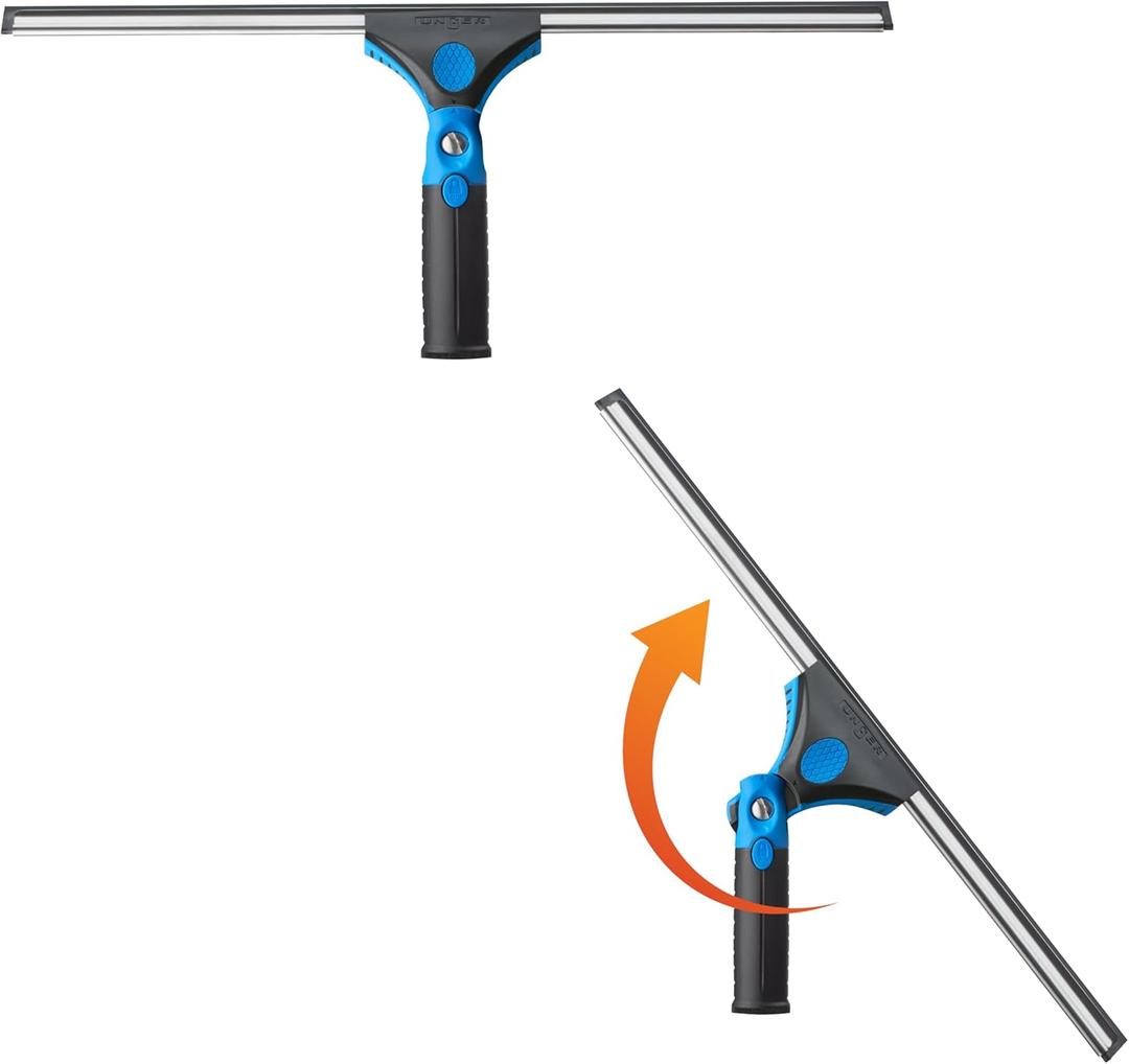 Unger 18-inch Professional Grip Swivel Squeegee  Professional Grade Window Squeegee for the Home, Large Squeegee for Glass Window Cleaning