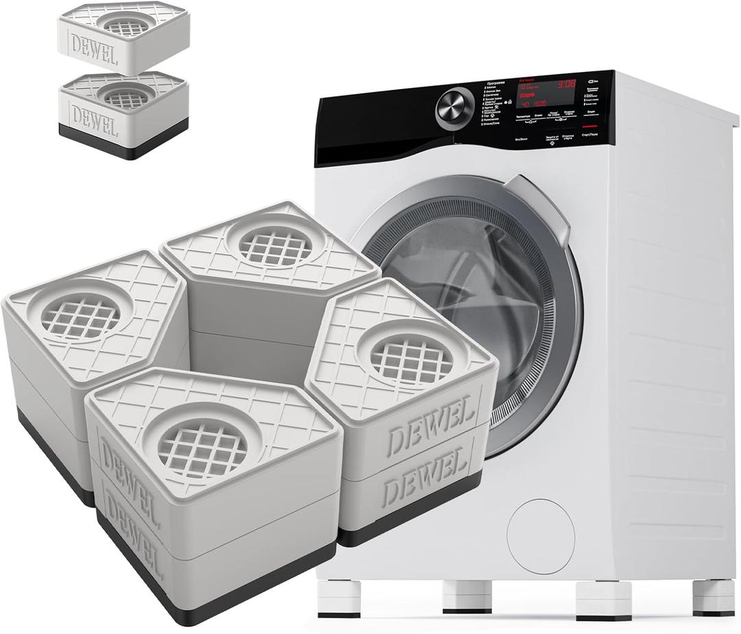 SEISSO Anti Vibration Pads, Pedestal for Washer and Dryer with 1100 lbs Weight Capacity, Double Heighten Washing Machine Foot Pads for Anti Slip & Noise-reducing Protects Laundry Room Floor (White)