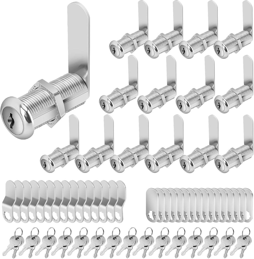 Cabinet Lock Set, 1-1/2" Long Keyed Alike Cam Locks, 15 Pack, Zinc Alloy, for RV Storage, Tool Box, Cabinets & Thick Drawers