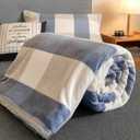 Fleece Bed Blankets Throw Size - Soft Lightweight Plush Fuzzy Cozy Luxury Blanket Microfiber Throw for Couch Bed,All-Season Breathable,40x60 Inches (Checkered Blue)
