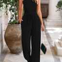 PRETTYGARDEN Womens Summer Outfits 2 Piece Sets Casual Ribbed Knit Crop Tube Top Wide Leg Pants Spring Matching Lounge Set (Black, XL)