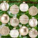 Lyrow 12 Pcs 4 inch Christmas Balls Ornaments Glitter Shatterproof Christmas Decorations Tree Balls Sparkly Holiday Ornaments Bulk for Xmas Trees(Champagne Gold)