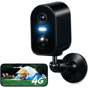 KKB No WiFi Security Camera, 4G LTE Cellular Security Cameras with Built-in Virtual SIM Card, 2K Wireless Indoor Outdoor Battery Camera Without Internet, PIR Motion Detection, Color Night Vision