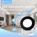 4 Inch 2 Pack Black Recessed Lighting, 2700K-5000K Recessed Light with Junction Box, 2700K-5000K Selectable, 9W, 120V, 750LM Dimmable Canless Wafer Downlight, ETL FCC