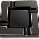 Cigar Ashtray Large Ceramic Cigarettes Ash Tray Black Cigars Ashtrays for Men Travel, Indoor, Outdoor, Patio, Home, Office, Gift