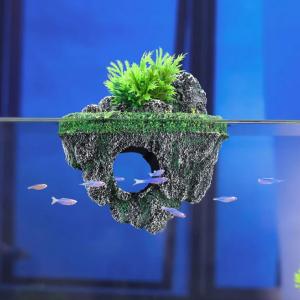 Aquarium Floating Island Decorations,Fish Tank Decorations, Interactive Fish Tank Toy for Betta Fish, Guppies, Goldfish, Shrimps, and Hermit Crabs