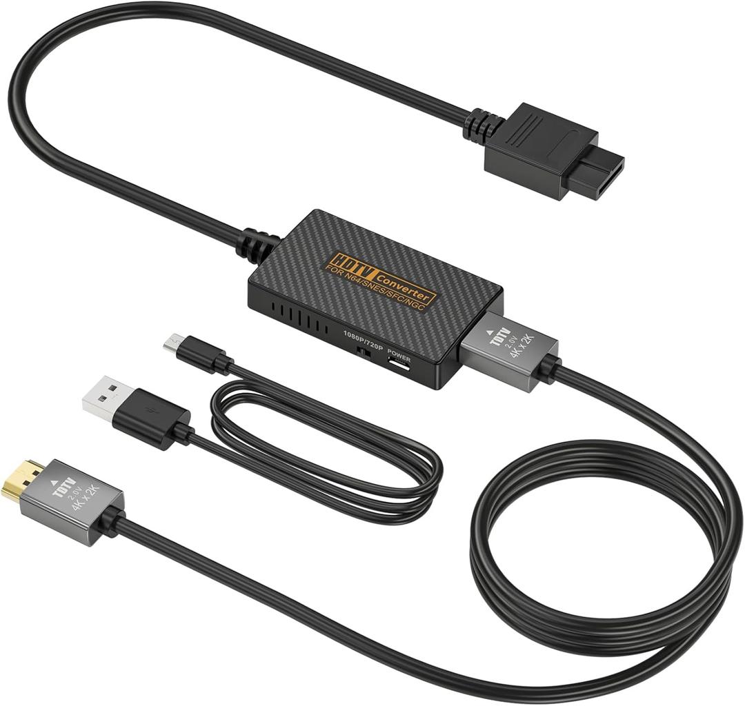 N64 Gamecube to HDMI Adapter, HDMI Converter for Nintendo Gamecube/Nintendo 64/SNES/SFC Console with Link Cable and USB Cable Accessories