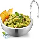 Honeydak 1 Pack 35 oz Dip Chiller Bowl Stainless Steel Double Walled Insulated Ice Serving Bowl for Parties Salsa, Guacamole, Condiments, Sauces, Salad & Food Hot or Cold (Silver)
