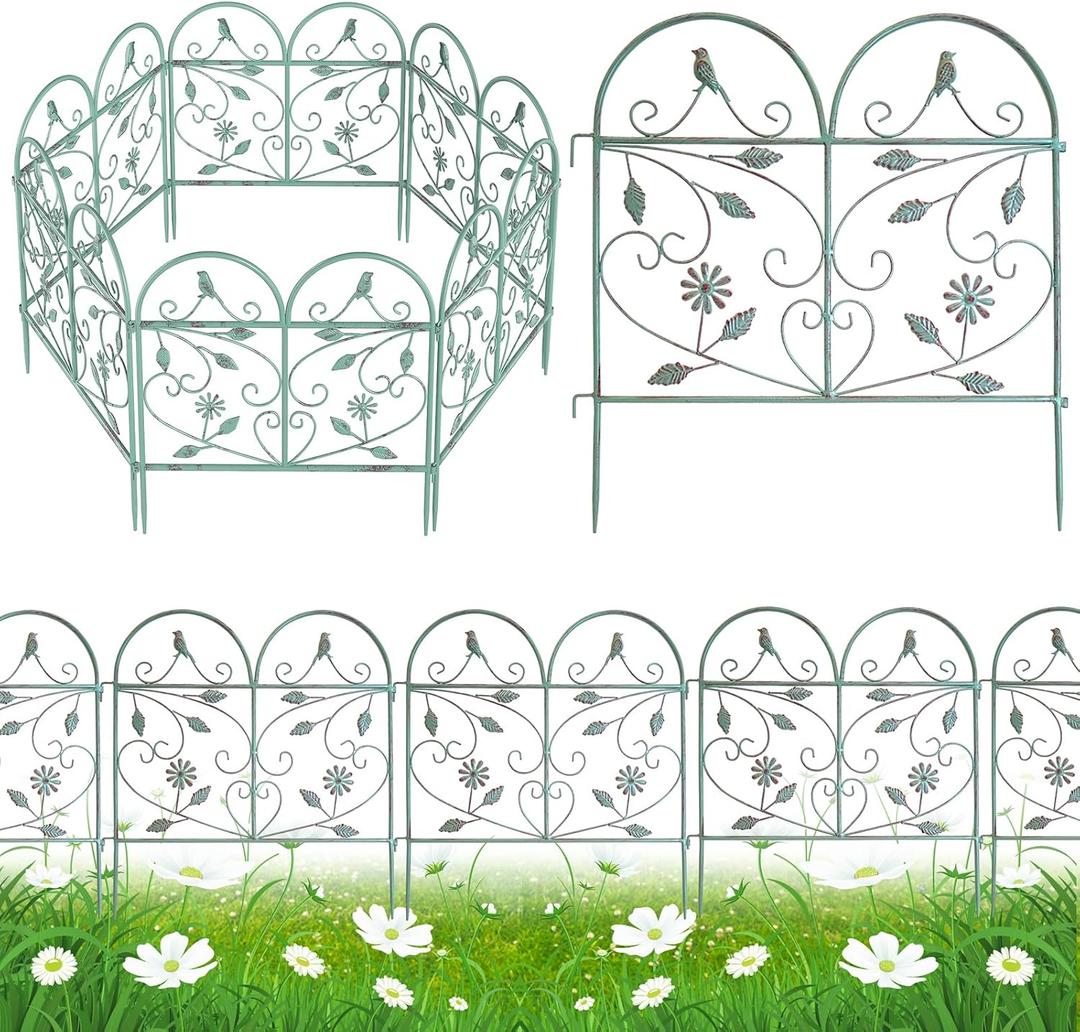 Garden Fence 6 Pack, 22.8in(H)x11Ft(L), Rustproof Metal Wire Border Animal Barrier for Dog Outdoor, Outdoor Landscape Decor for Yard & Patio, Arched Pet Fence, Vintage Decorative Garden Fencing