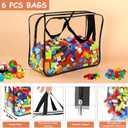 6 Packs Large Toy Storage Bags with Labels, Reusable Clear PVC Board Game Storage, Travel Waterproof Organizer Bags with Zipper for Building Blocks, Puzzle, Kids Books