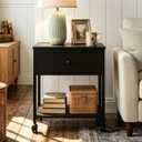 Rolling Nightstand Printer Stand Table with One Drawer & Shelf & Wheels, 20"W x 16"D x 23"H