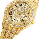 Hip Hop Watches for Men Iced-Out Bling Diamond Luxury Quartz Watches with Date