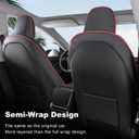 Wekar Nappa Leather Car Seat Covers Compatible with 2025–2026 Tesla Model Y Juniper, Bright Red & Black Two-Tone Design, Custom Fit Full Set, Airbag Compatible Car Interior Cushion Covers