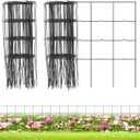 Decorative Garden Fence Border Rolls, Total 14 in x 40 ft 2 Pack Metal Folding Flat Wire Fencing for Yard, Black PVC Coated Outdoor Patio Landscape Flower Bed Edging