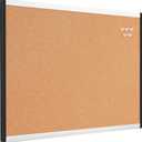 Amazon Basics Cork Bulletin Board, 23" x 17", Lightweight, Easy to Mount, Aluminum/Plastic Frame, 1-pack
