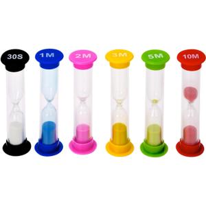 I-MART Plastic Sand Timer Sandglass Hourglass Sand Clock Timer 30 sec, 1 min, 2 mins, 3 mins, 5 mins, 10 mins (Pack of 6)